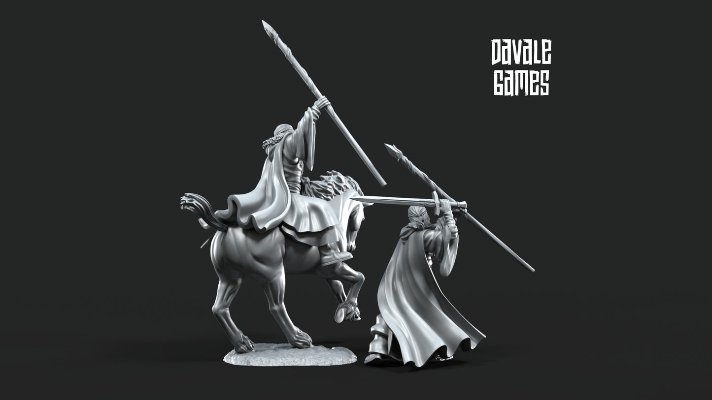 Gaenale the Mage White Light on Foot and Mounted - Grey Castle - Davale Games