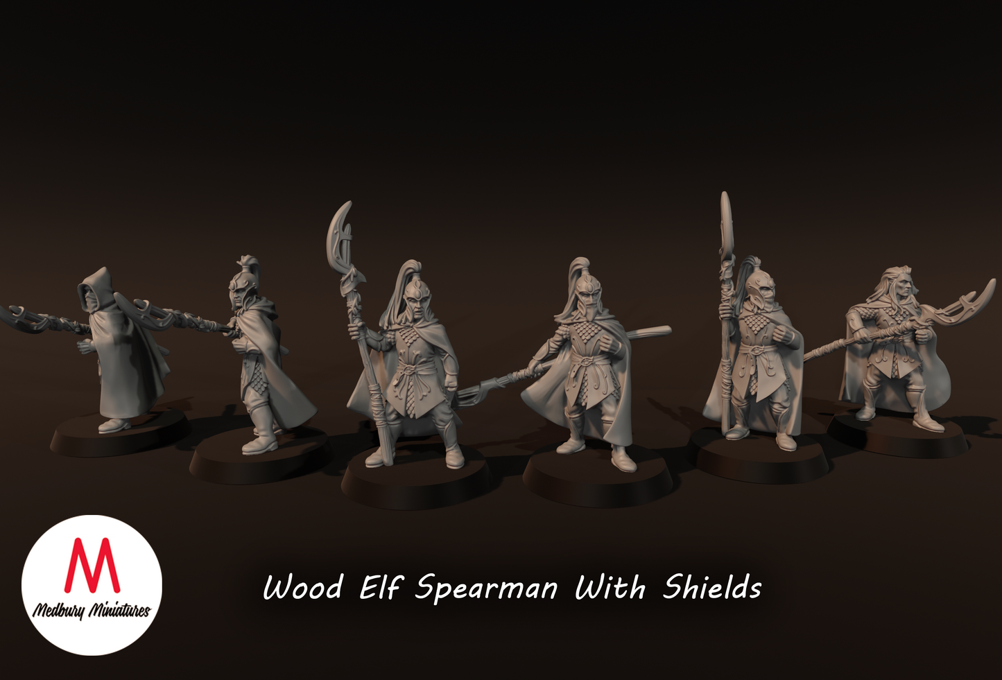 Wood Elf Spearmen with Shields - Medbury Miniatures