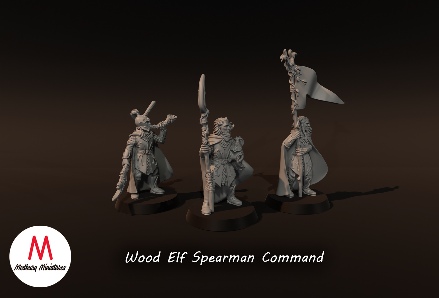 Wood Elf Spearmen Command - Medbury Miniatures