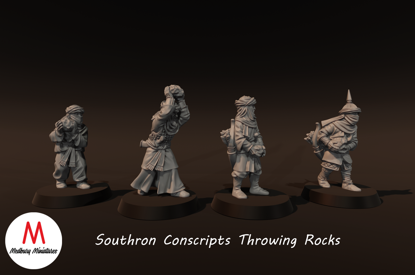 Southron Conscripts Throwing Rocks - Medbury Miniatures