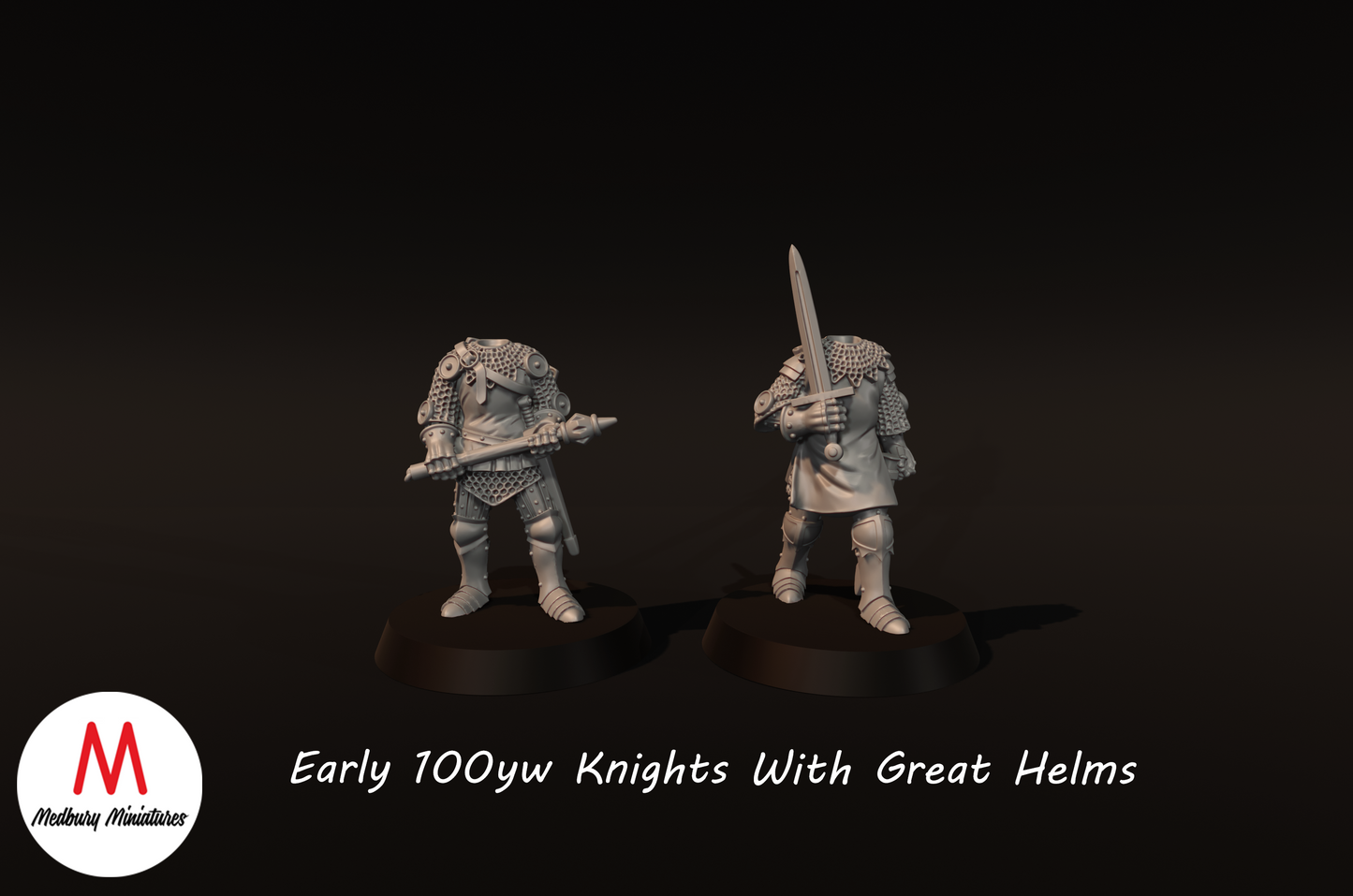 Early 100yw Knights with Great Helms - Medbury Miniatures