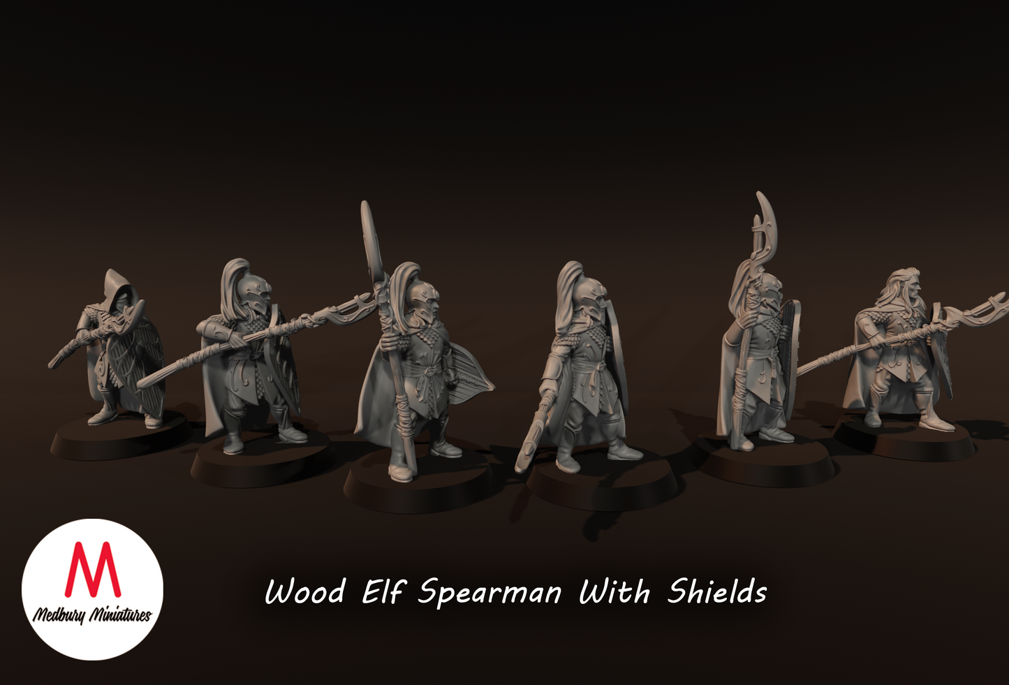 Wood Elf Spearmen with Shields - Medbury Miniatures