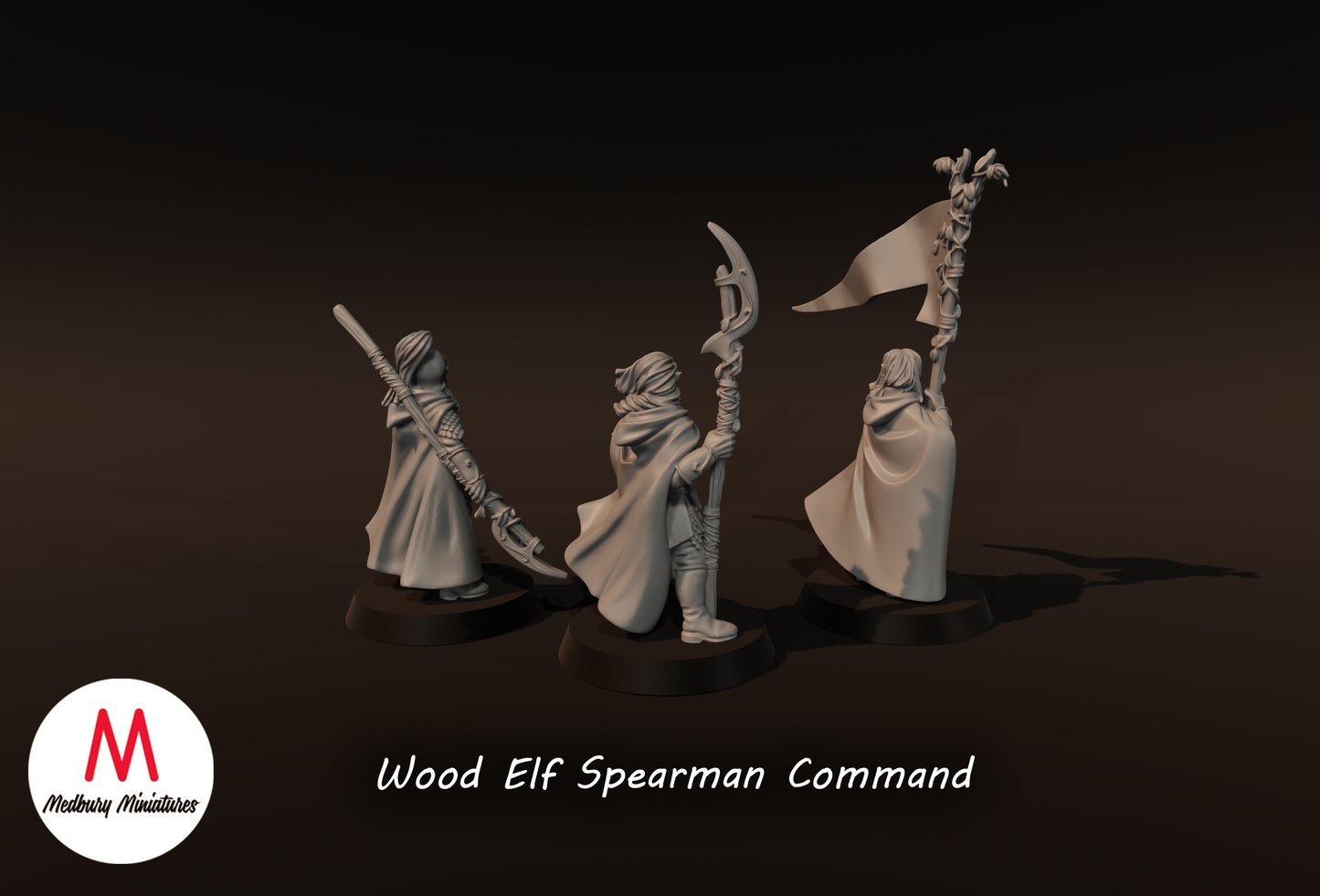 Wood Elf Spearmen Command - Medbury Miniatures