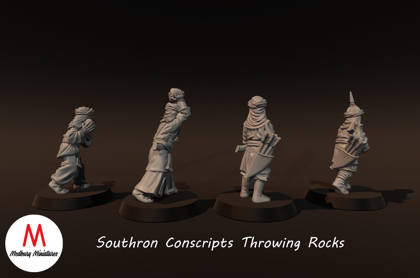 Southron Conscripts Throwing Rocks - Medbury Miniatures