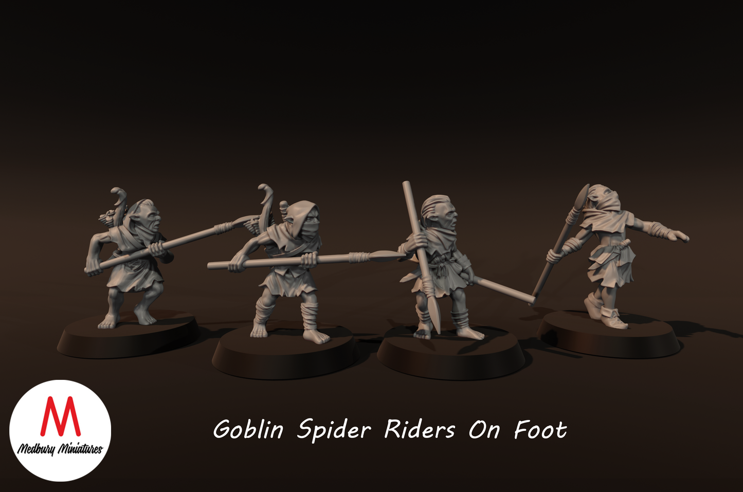 Cavaliers d'araignées gobelins à pied - Medbury Miniatures