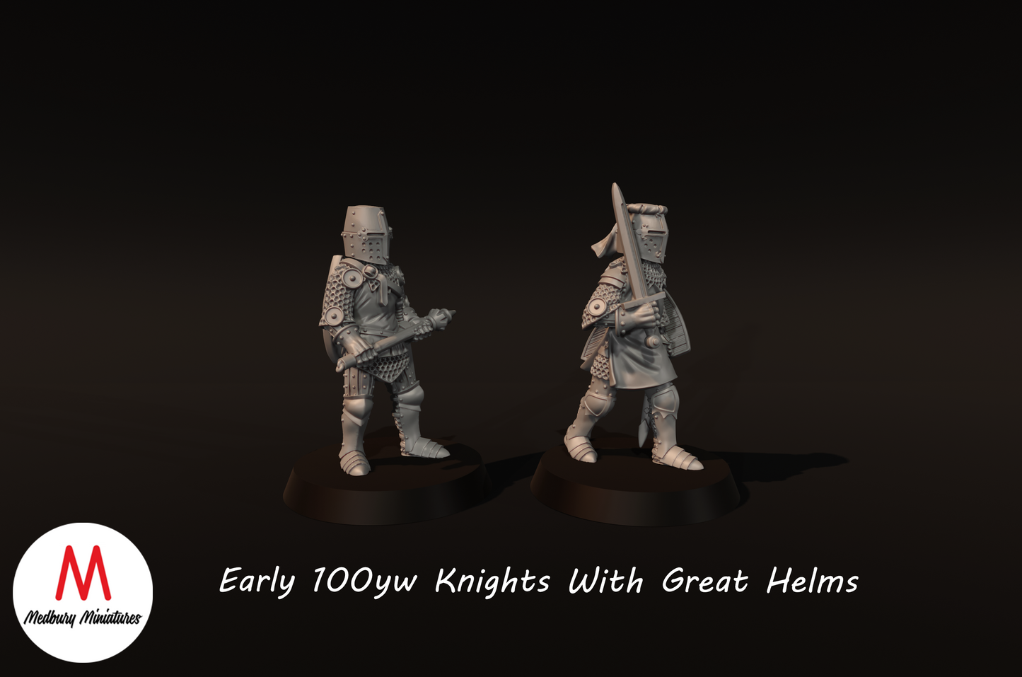 Early 100yw Knights with Great Helms - Medbury Miniatures