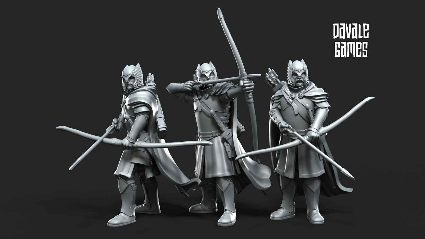 3x Grey Castle Guard with Long Bows - Grey Castle - Davale Games