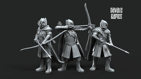 3x Grey Castle Guard with Long Bows - Grey Castle - Davale Games