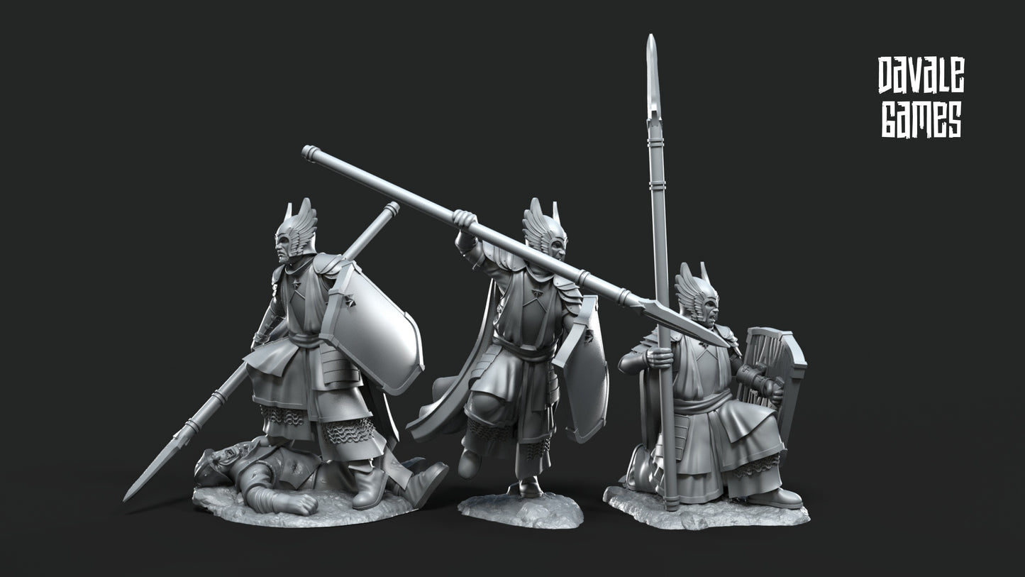 3x Grey Castle Guards of the Grey Tree on Foot (Extra Poses) - Grey Castle - Davale Games