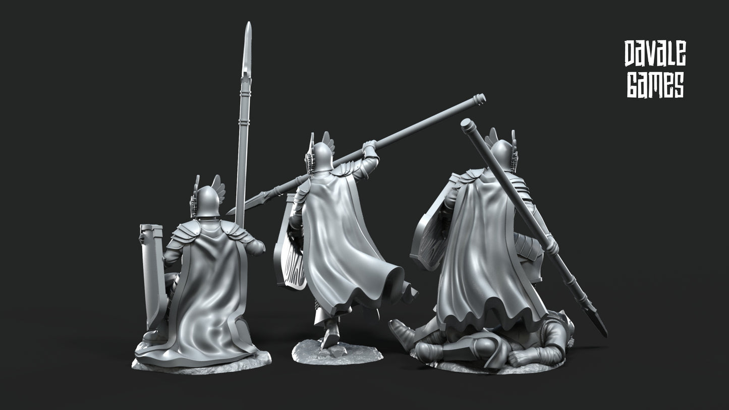 3x Grey Castle Guards of the Grey Tree on Foot (Extra Poses) - Grey Castle - Davale Games