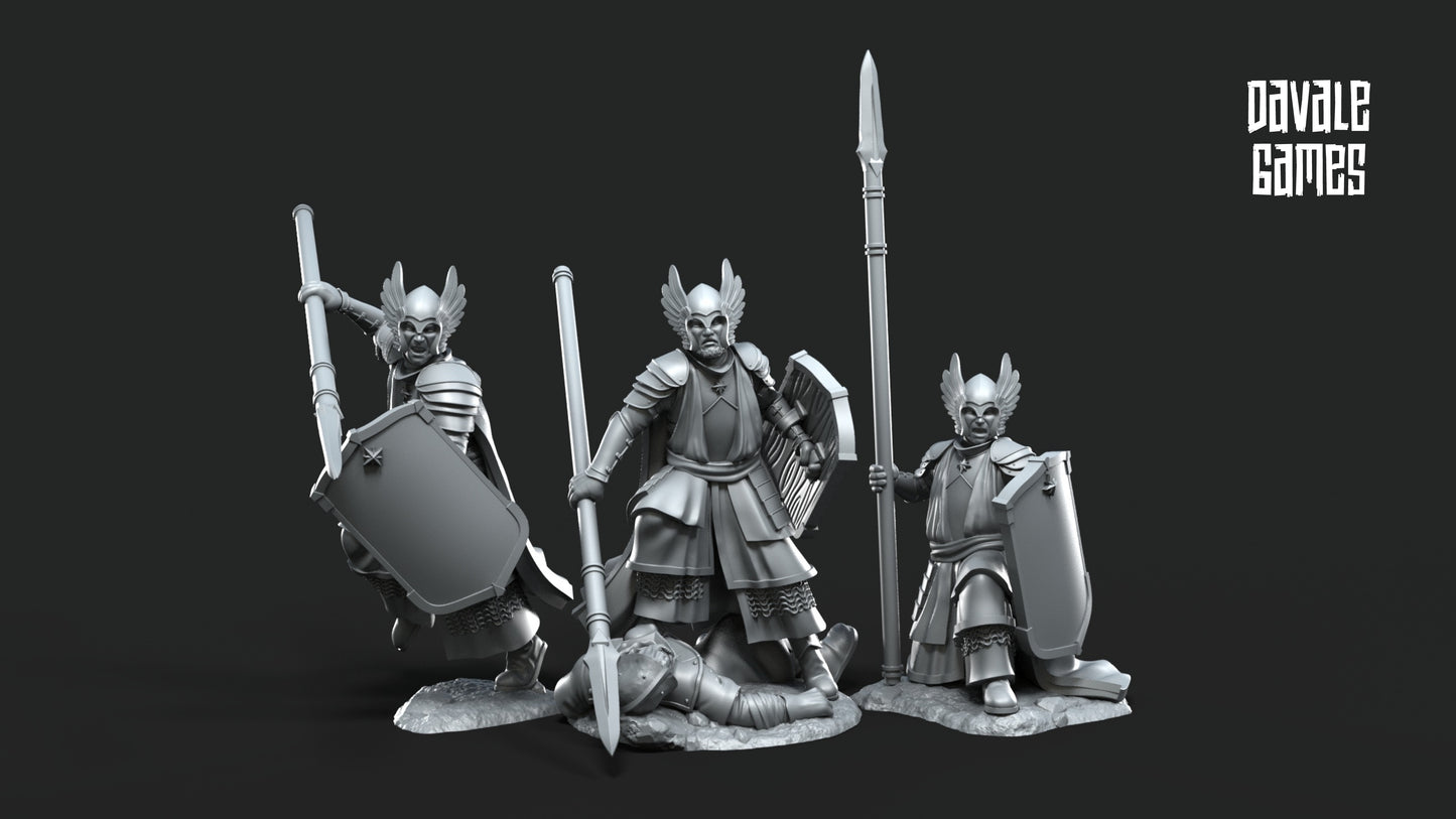 3x Grey Castle Guards of the Grey Tree on Foot (Extra Poses) - Grey Castle - Davale Games