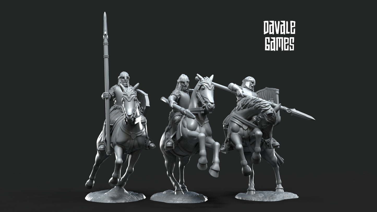 3x North Warrior Riders with Spear and Shield - Davale Games