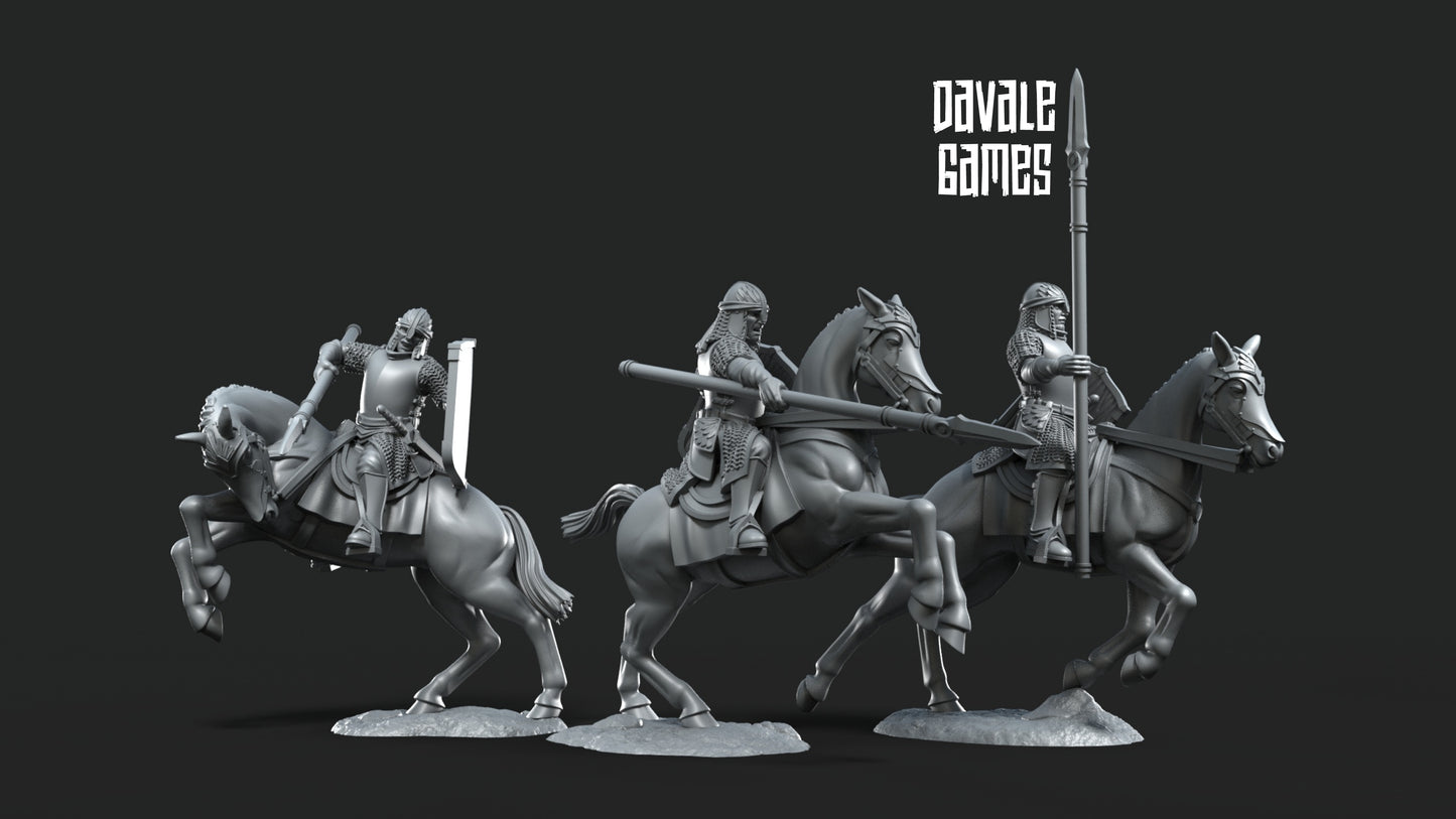 3x North Warrior Riders with Spear and Shield - Davale Games