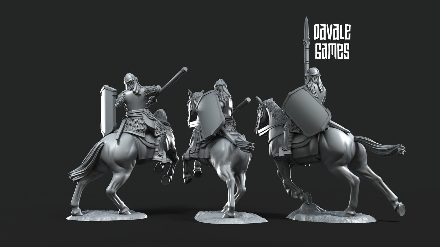 3x North Warrior Riders with Spear and Shield - Davale Games