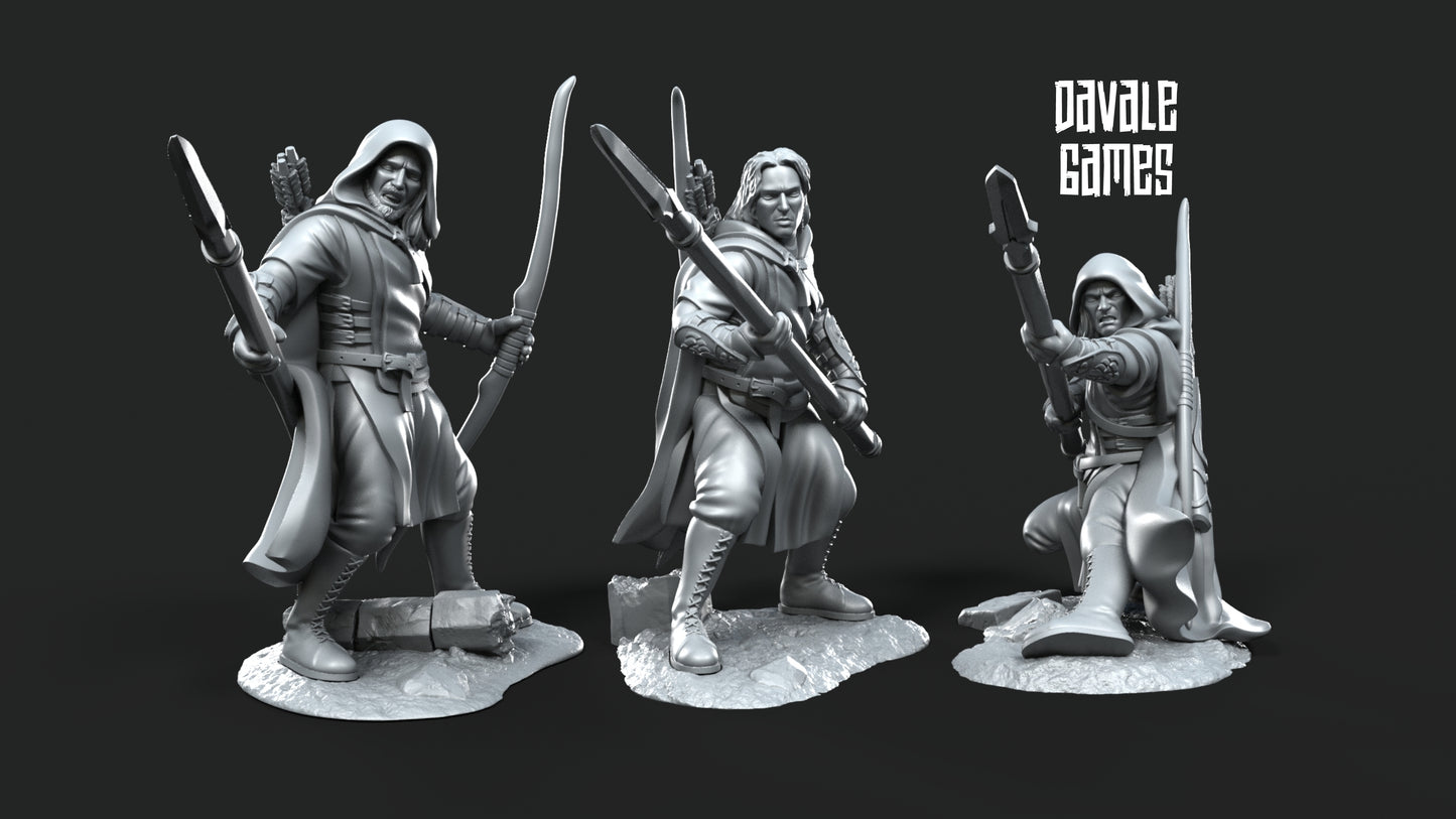 3x Grey Castle Rangers with Spears and Bows - Grey Castle - Davale Games