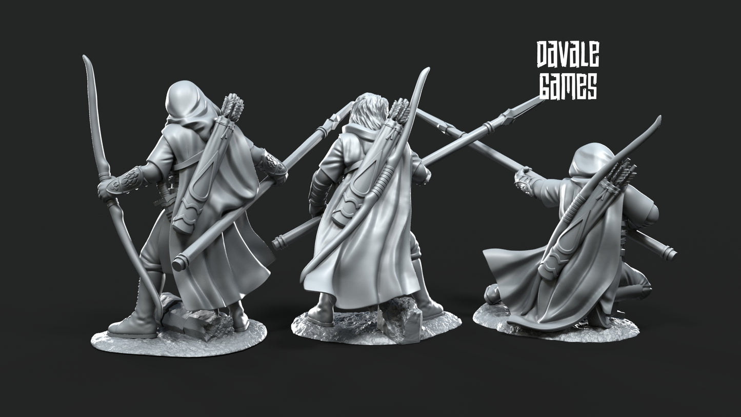 3x Grey Castle Rangers with Spears and Bows - Grey Castle - Davale Games