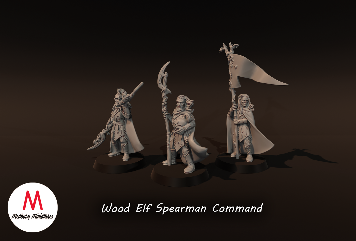 Wood Elf Spearmen Command - Medbury Miniatures