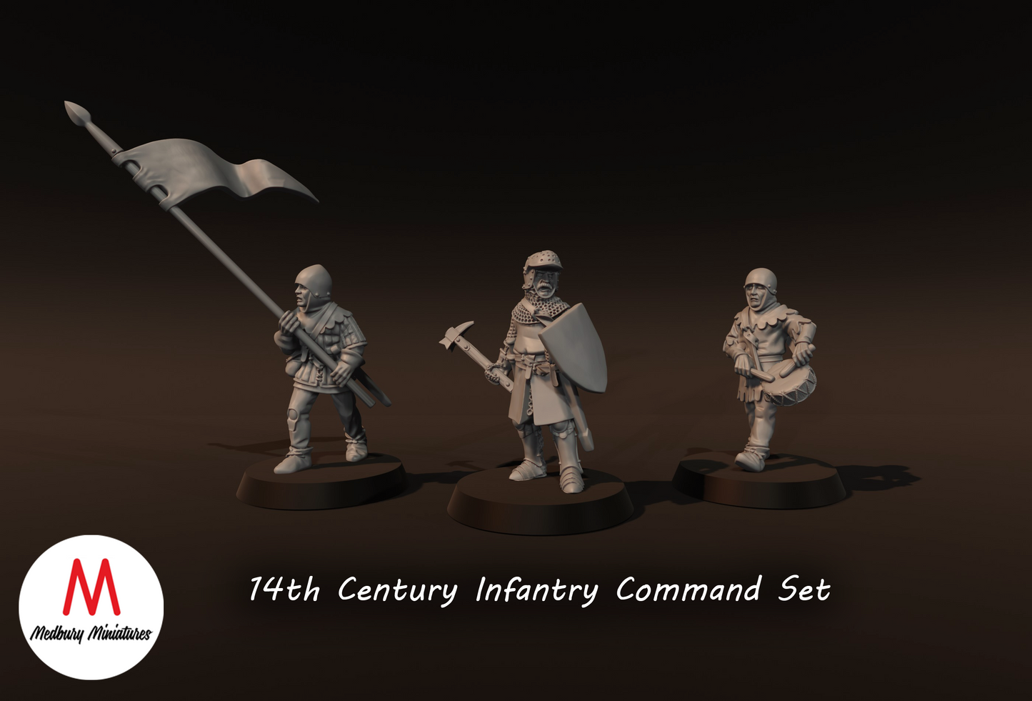 14th Century Infantry Command Set - Medbury Miniatures