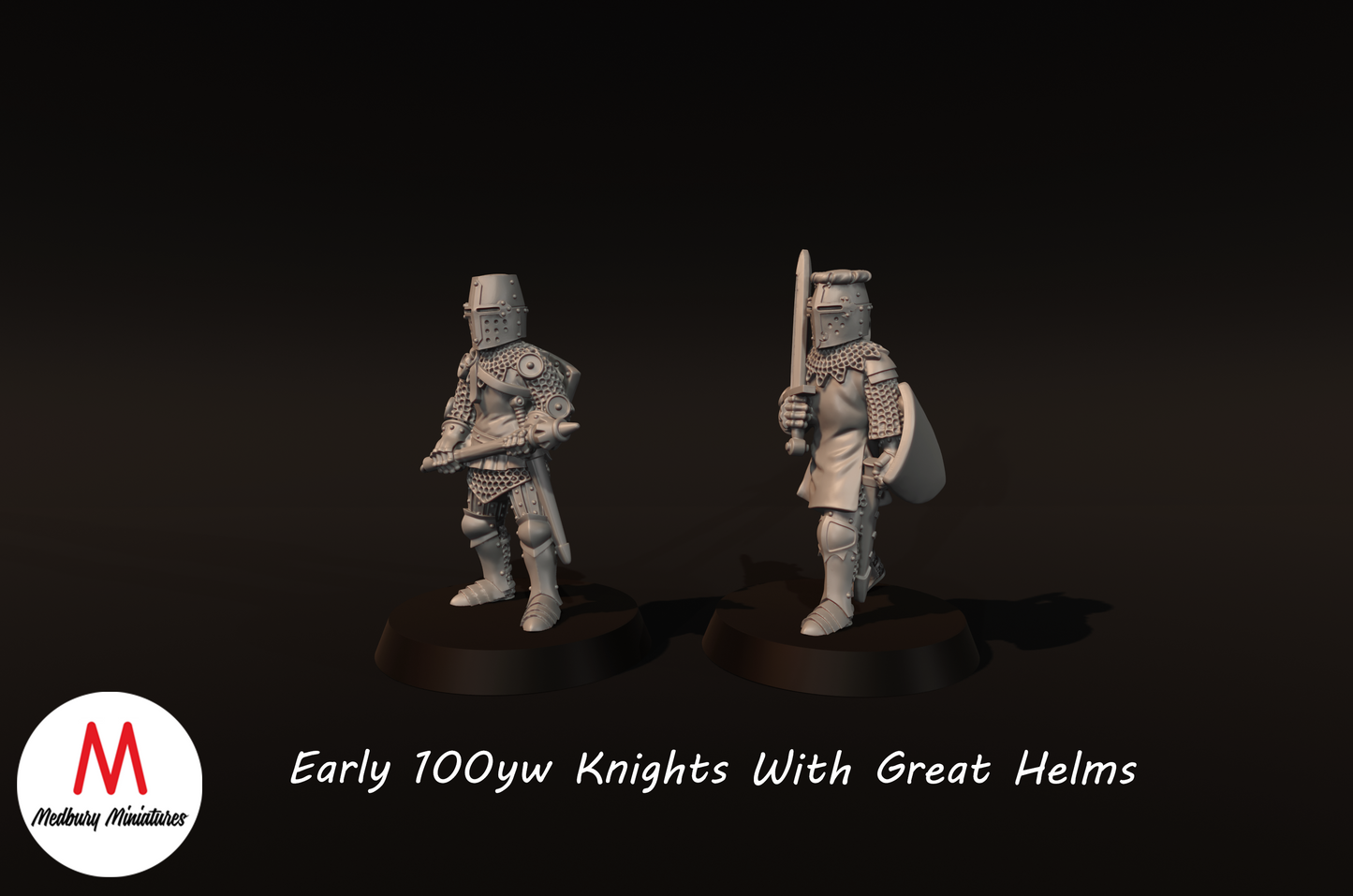 Early 100yw Knights with Great Helms - Medbury Miniatures