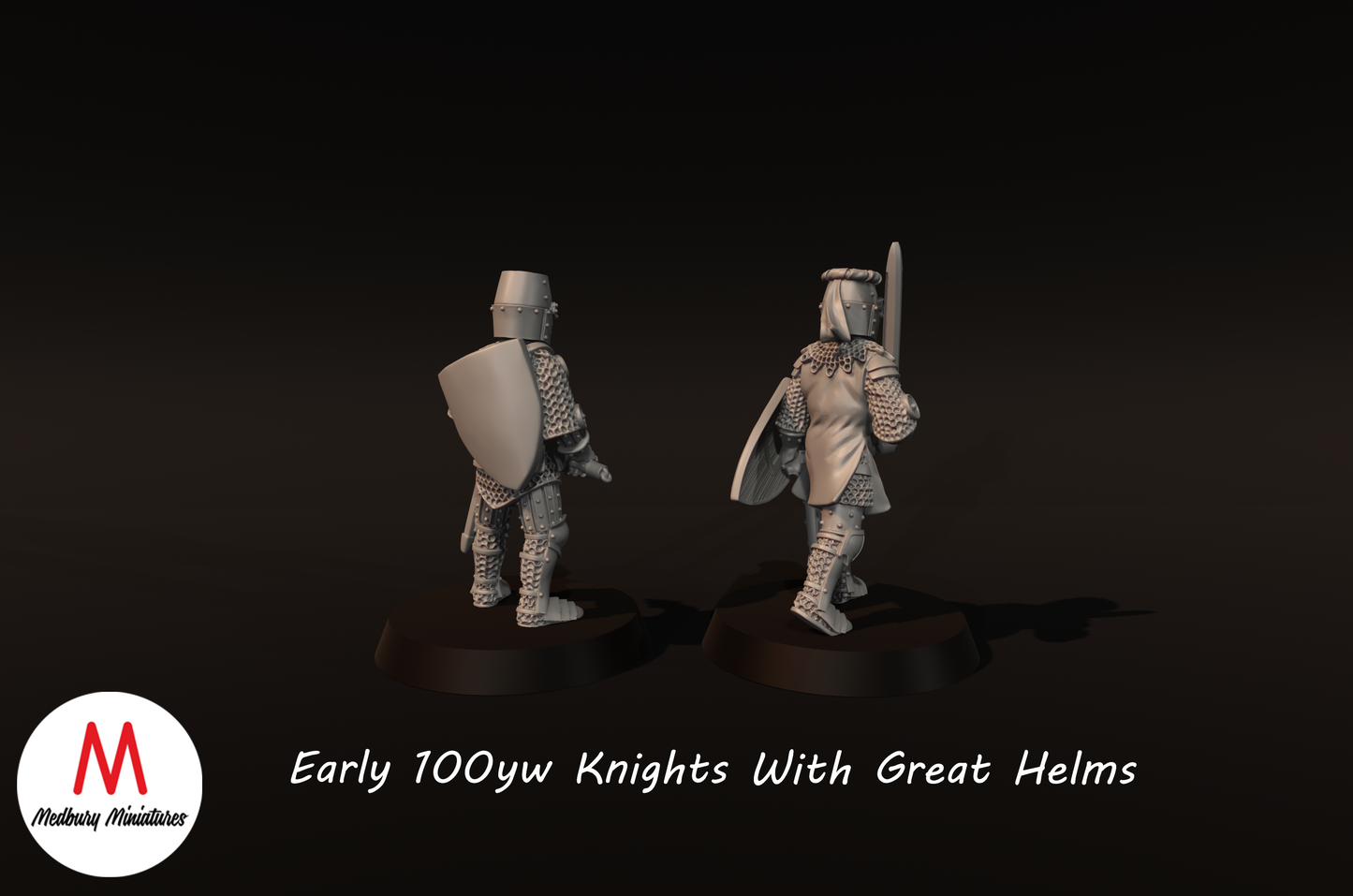 Early 100yw Knights with Great Helms - Medbury Miniatures