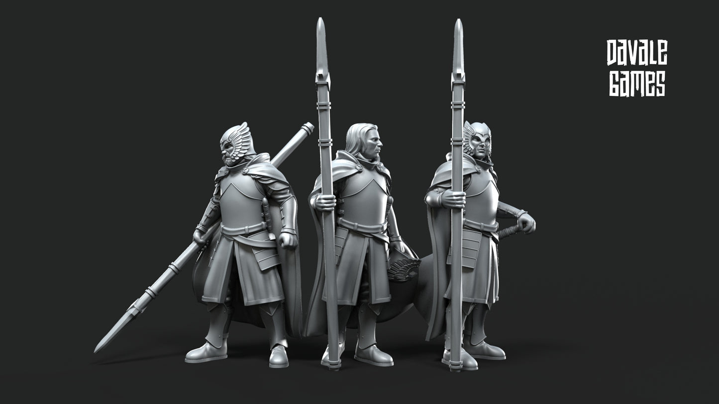 6x Grey Castle Court Guards on Foot with Spears - Grey Castle - Davale Games