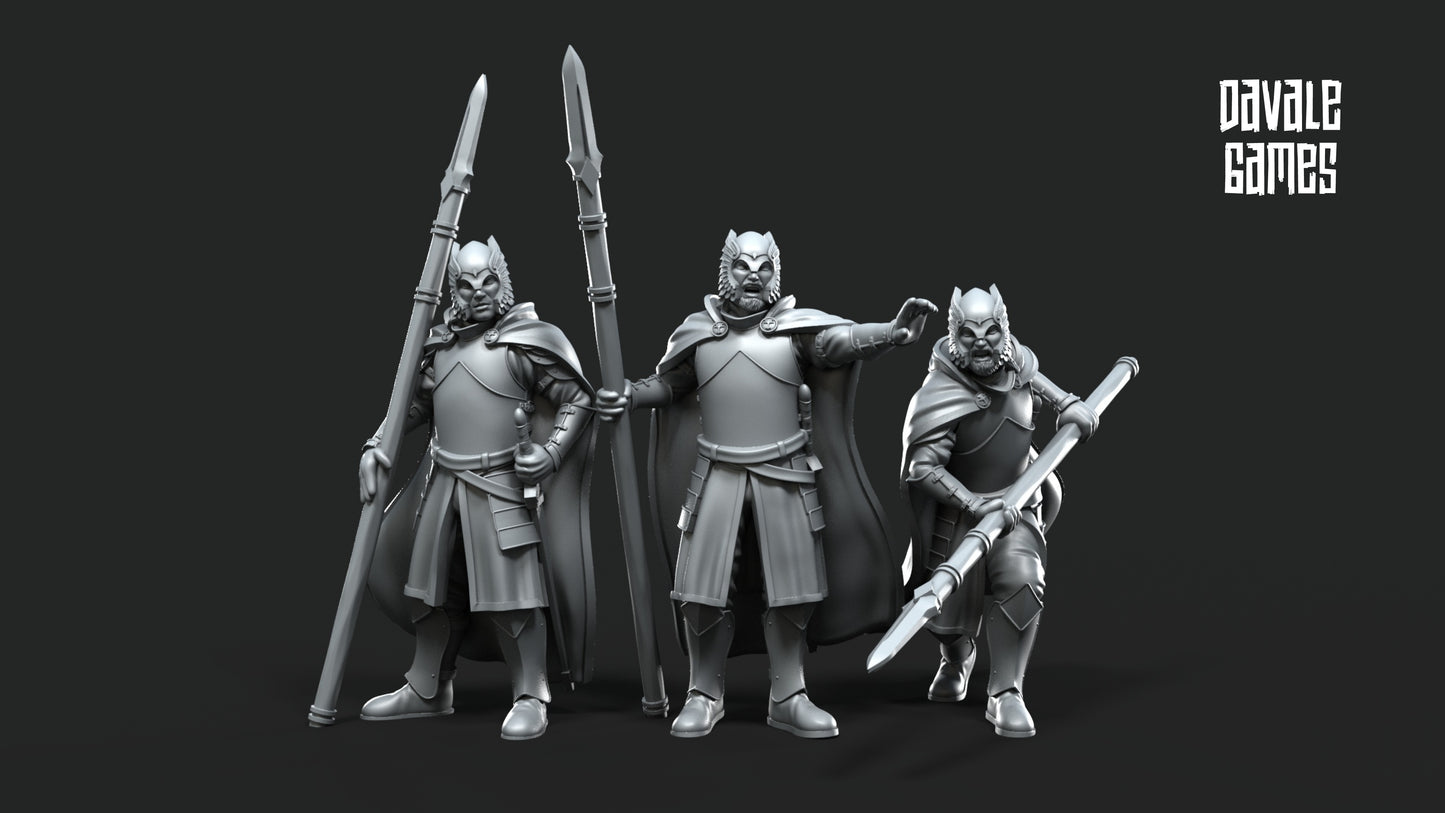 6x Grey Castle Court Guards on Foot with Spears - Grey Castle - Davale Games