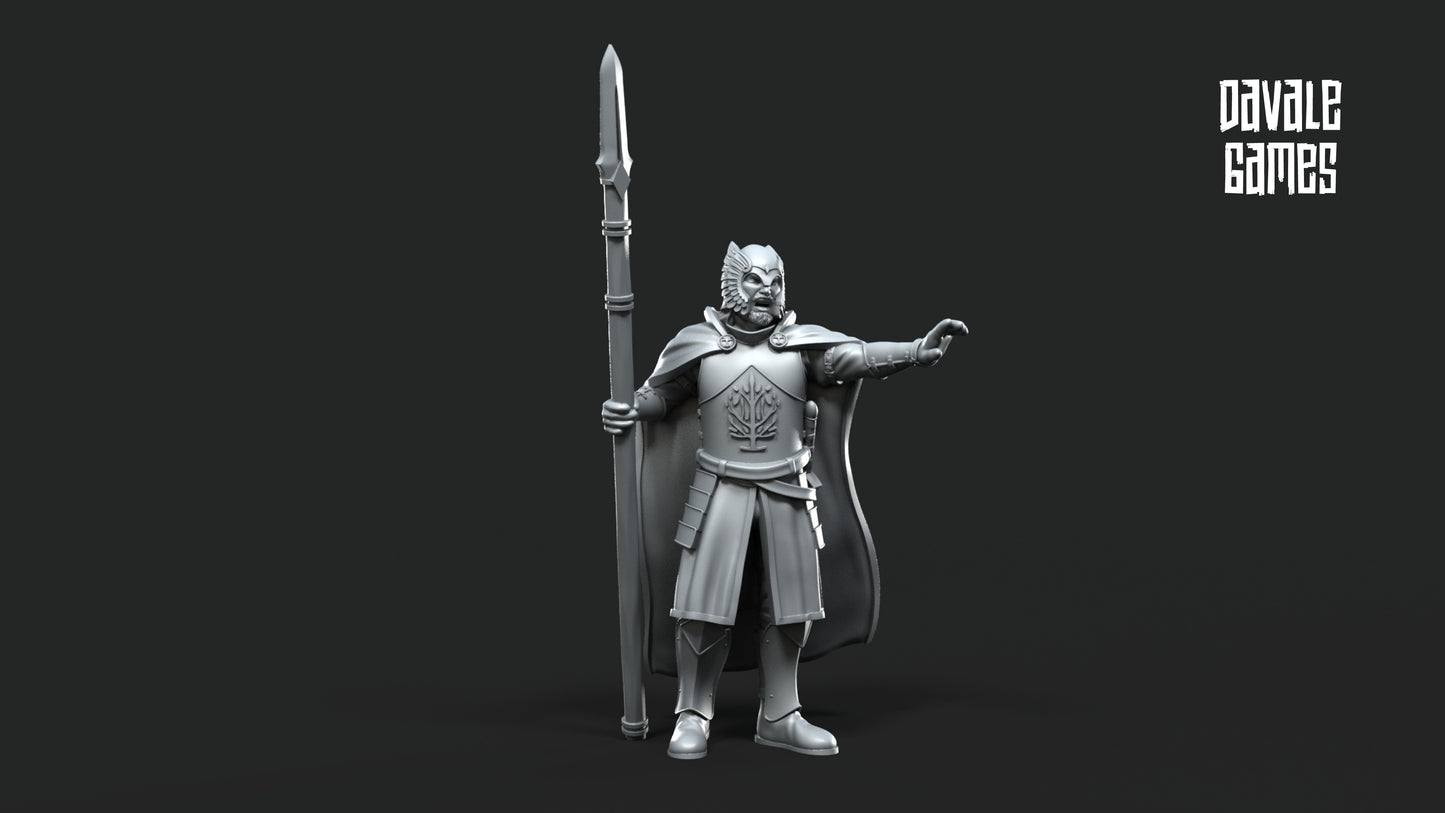 6x Grey Castle Court Guards on Foot with Spears - Grey Castle - Davale Games