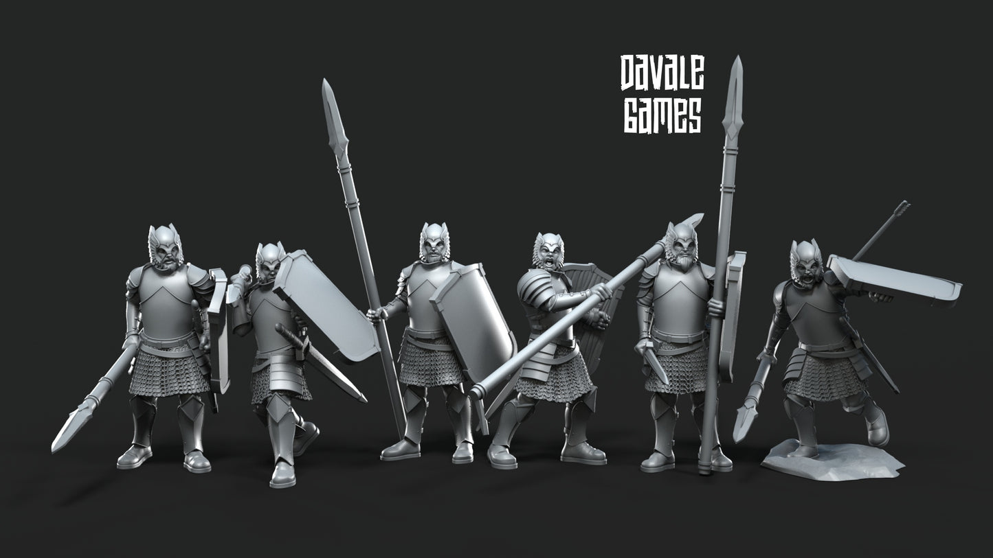 6x Grey Castle Warriors with Spears - Grey Castle - Davale Games