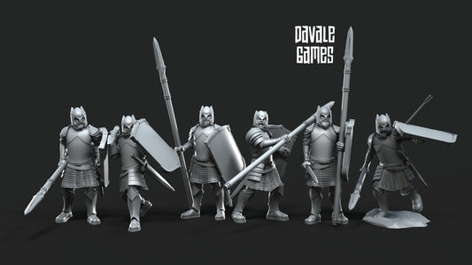 6x Grey Castle Warriors with Spears - Grey Castle - Davale Games