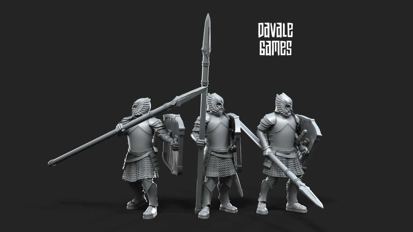 6x Grey Castle Warriors with Spears - Grey Castle - Davale Games