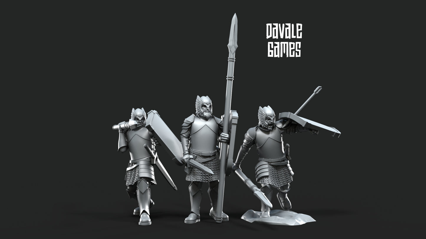 6x Grey Castle Warriors with Spears - Grey Castle - Davale Games