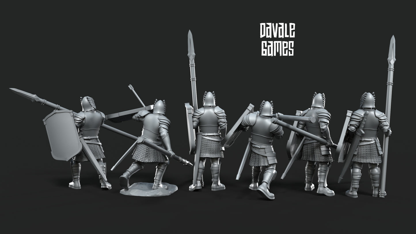 6x Grey Castle Warriors with Spears - Grey Castle - Davale Games