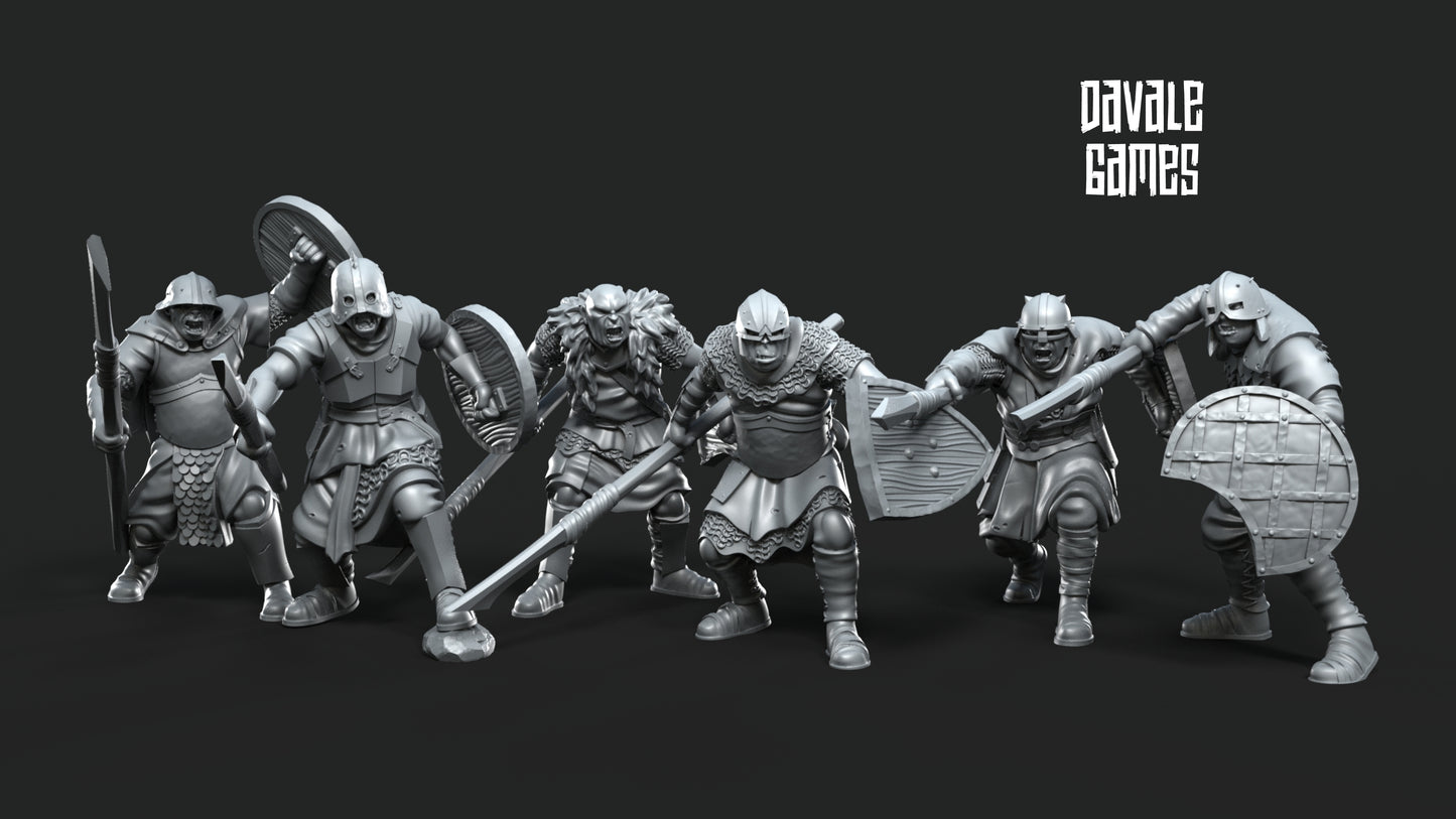 6x Orcs Morlok avec lance et bouclier - Dead City - Davale Games