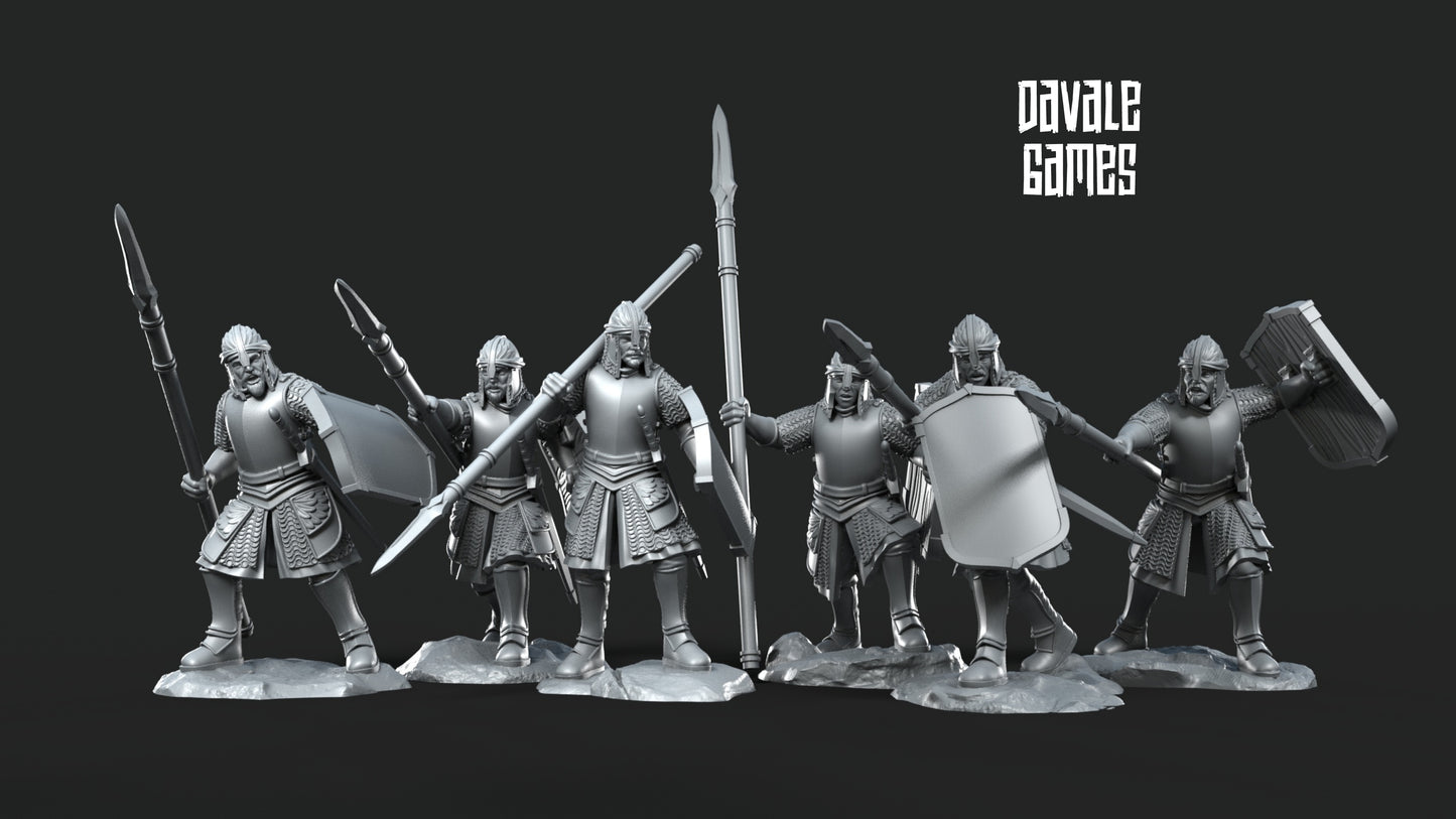 6x North Warriors with Spear and Shield - Davale Games