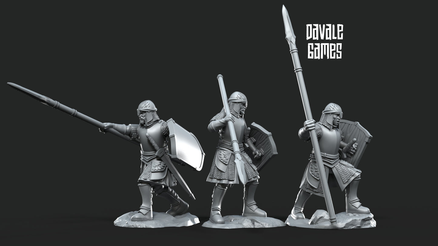 6x North Warriors with Spear and Shield - Davale Games