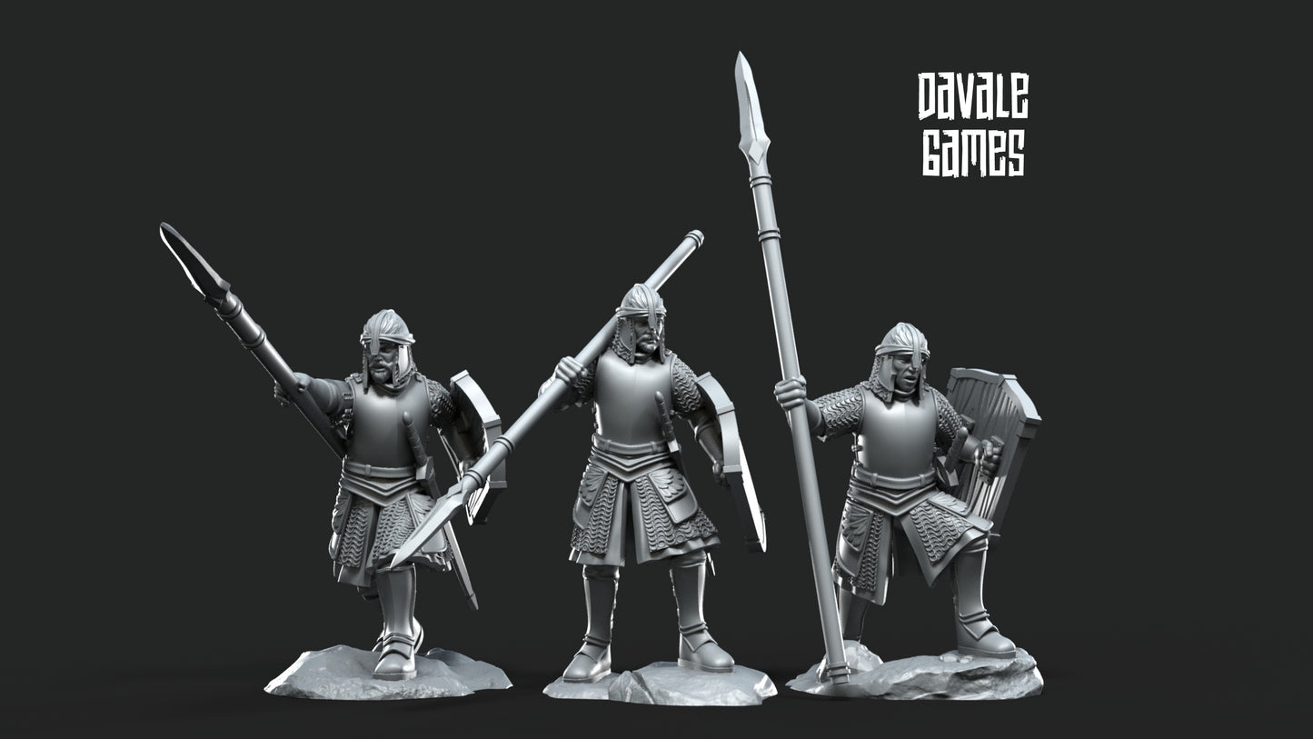 6x North Warriors with Spear and Shield - Davale Games