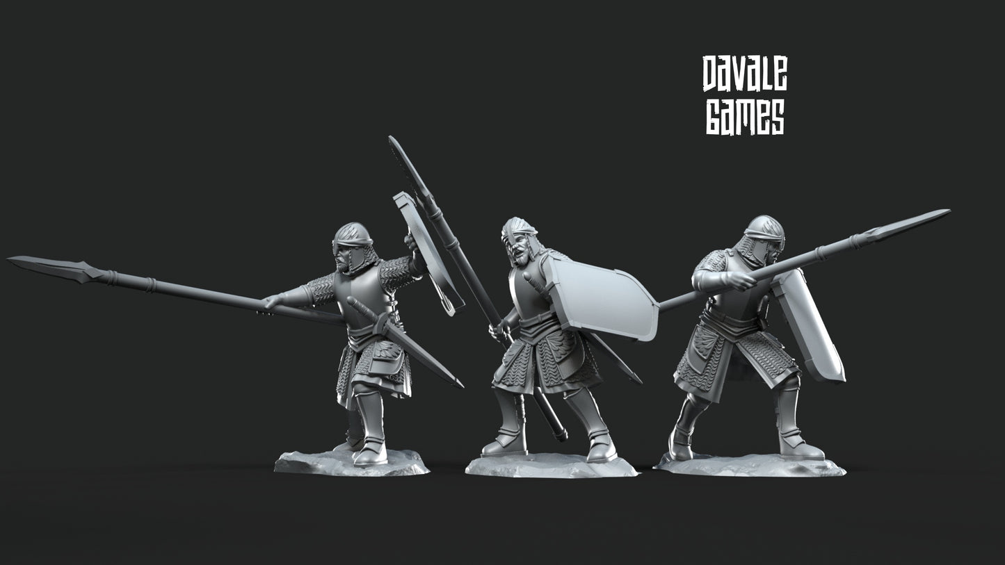 6x North Warriors with Spear and Shield - Davale Games