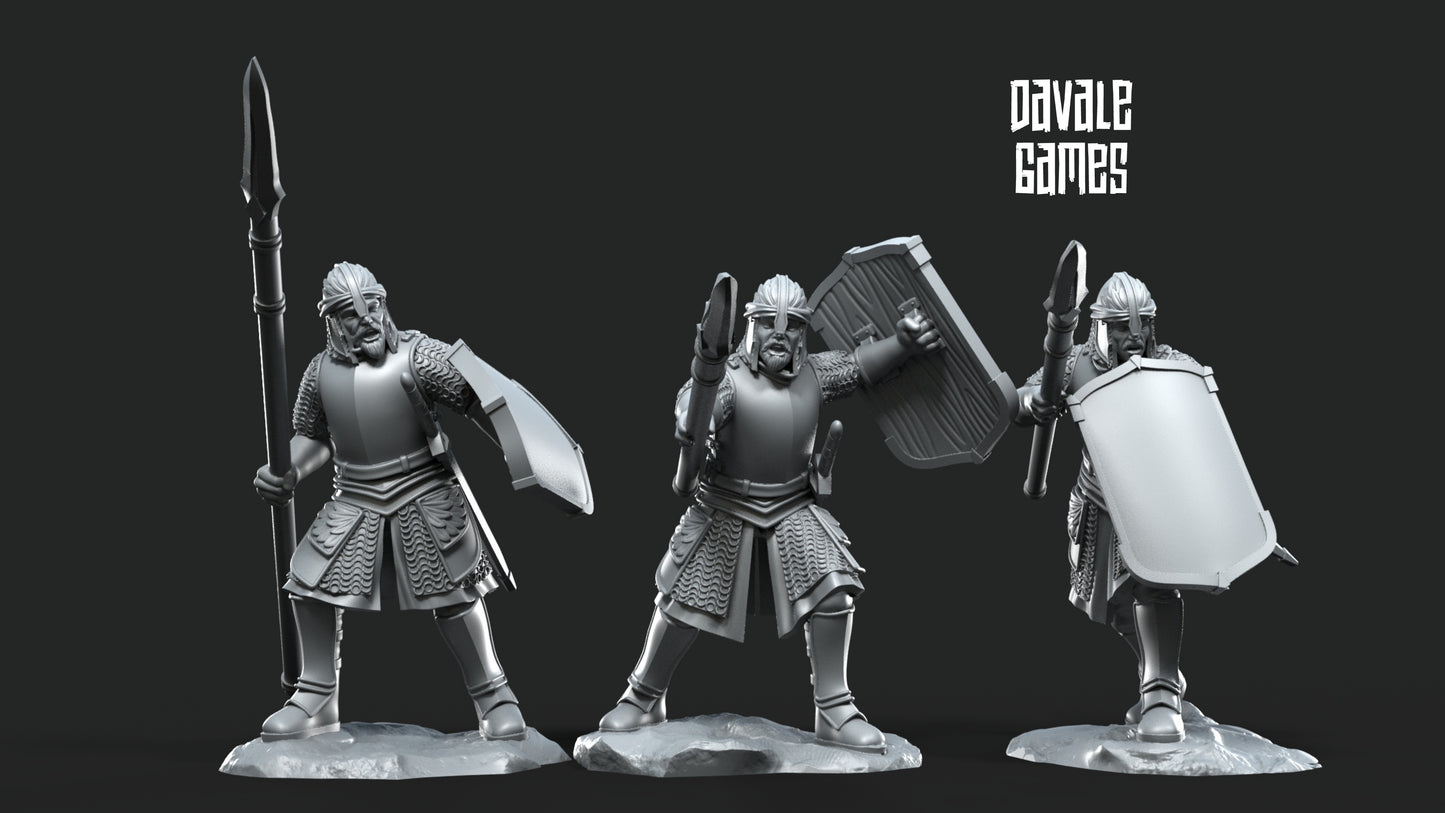 6x North Warriors with Spear and Shield - Davale Games