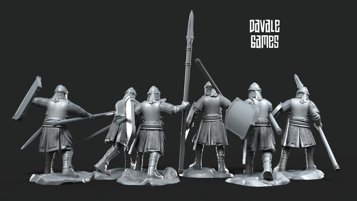 6x North Warriors with Spear and Shield - Davale Games