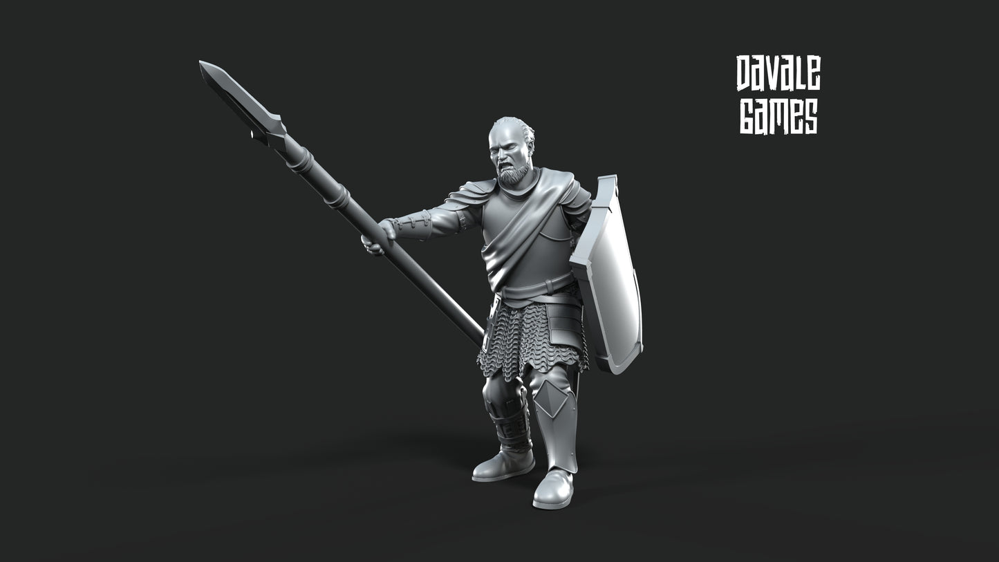 6x Wounded Grey Castle Warriors - Grey Castle - Davale Games