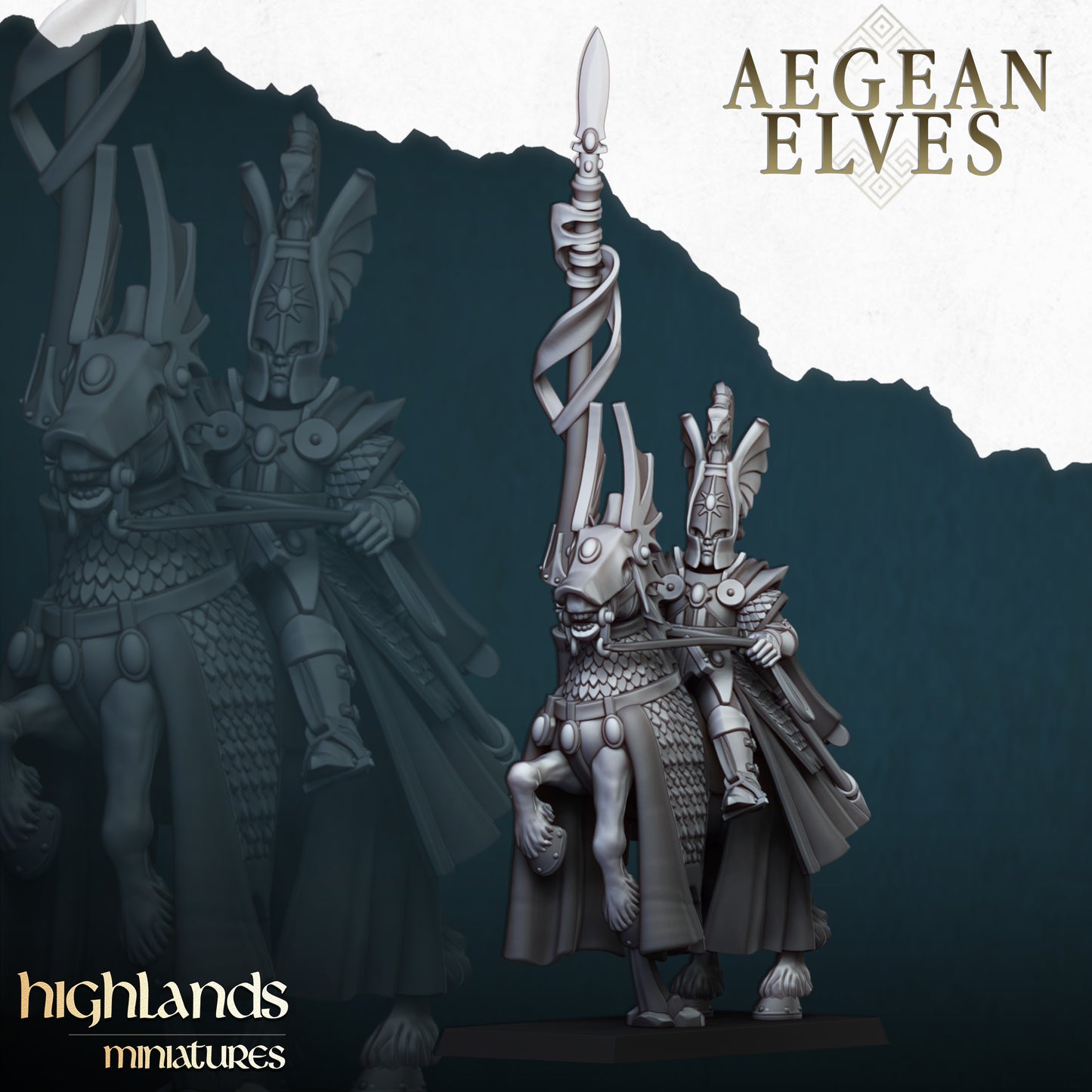 Aegean Elf Mounted Lord - Aegean Elves - Highlands Miniatures