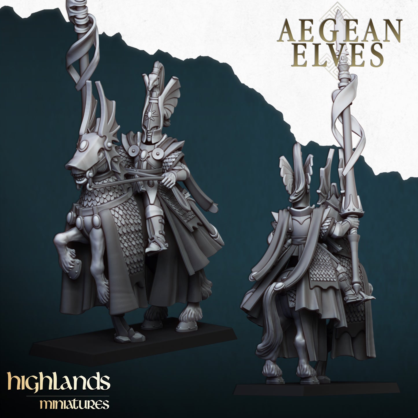 Aegean Elf Mounted Lord - Aegean Elves - Highlands Miniatures