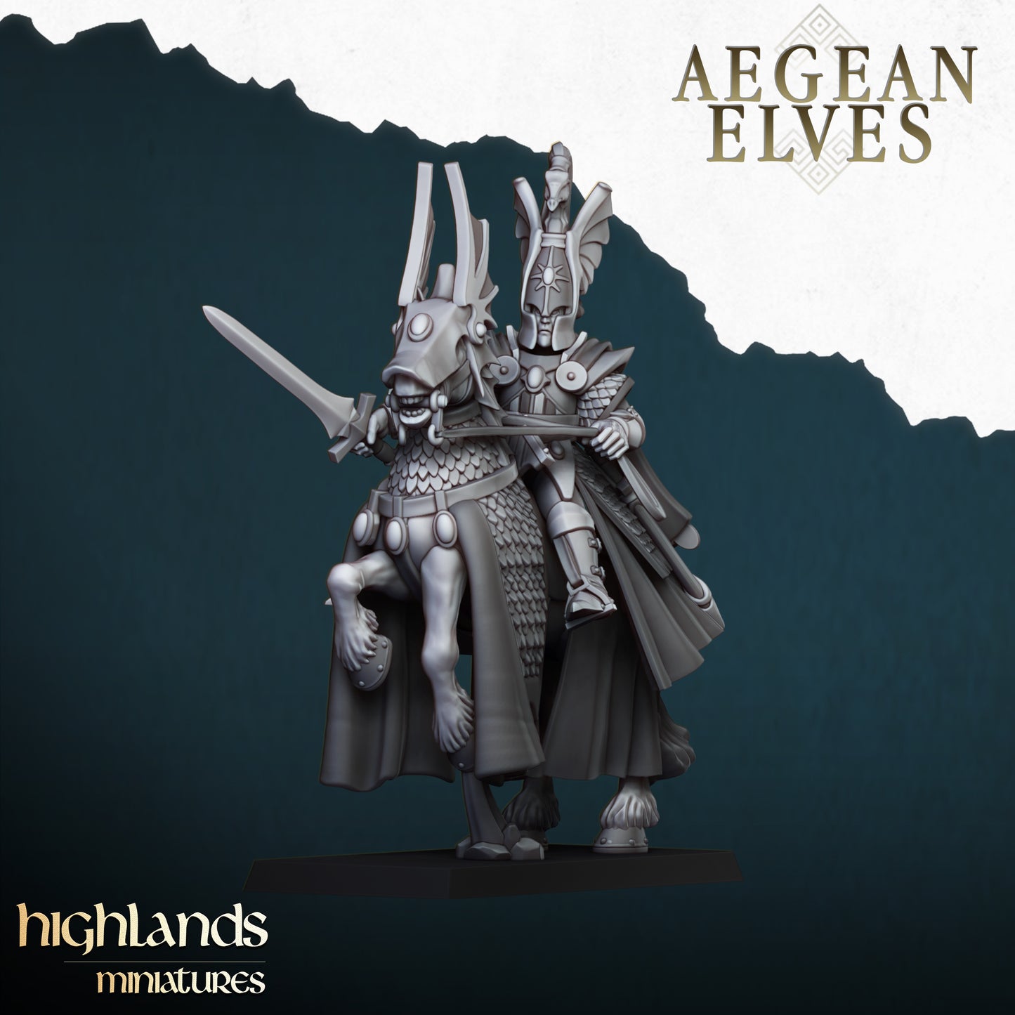 Aegean Elf Mounted Lord - Aegean Elves - Highlands Miniatures