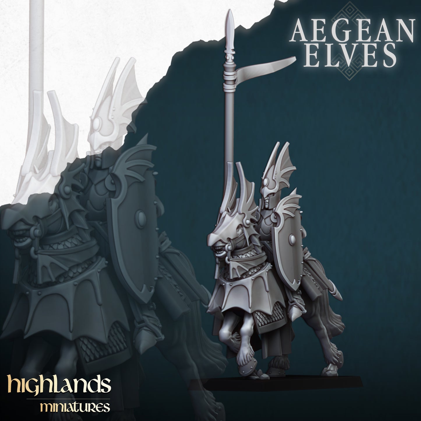 Mounted Dragons Cavalry - Aegean Elves - Highlands Miniatures