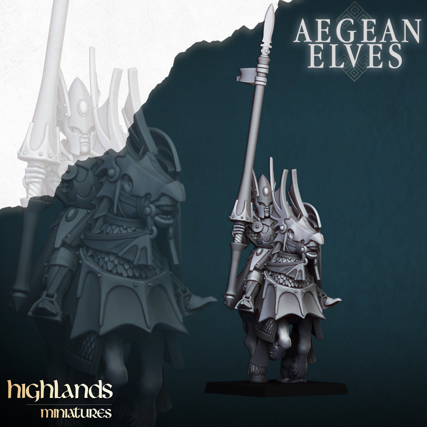 Mounted Dragons Cavalry - Aegean Elves - Highlands Miniatures