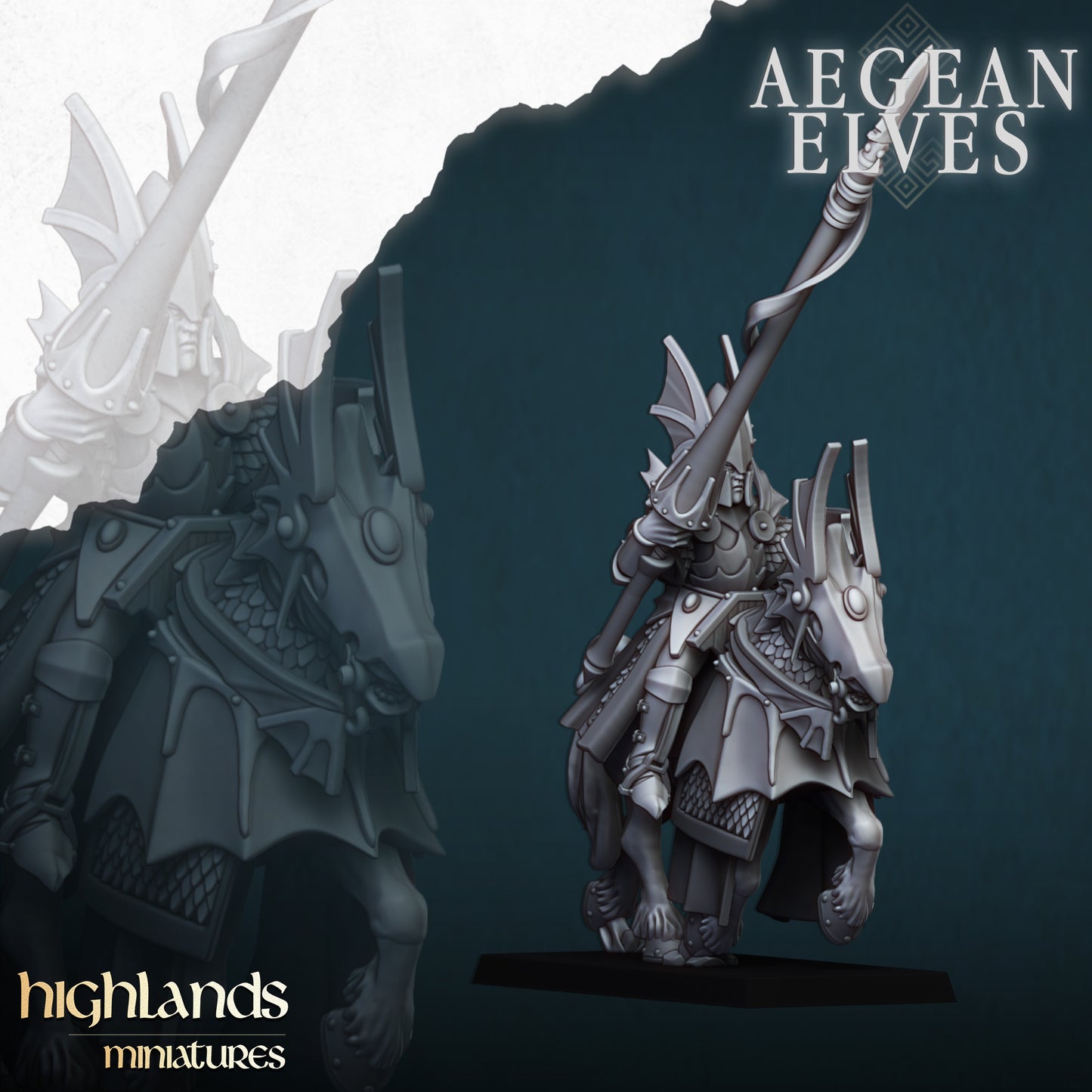 Mounted Dragons Cavalry - Aegean Elves - Highlands Miniatures