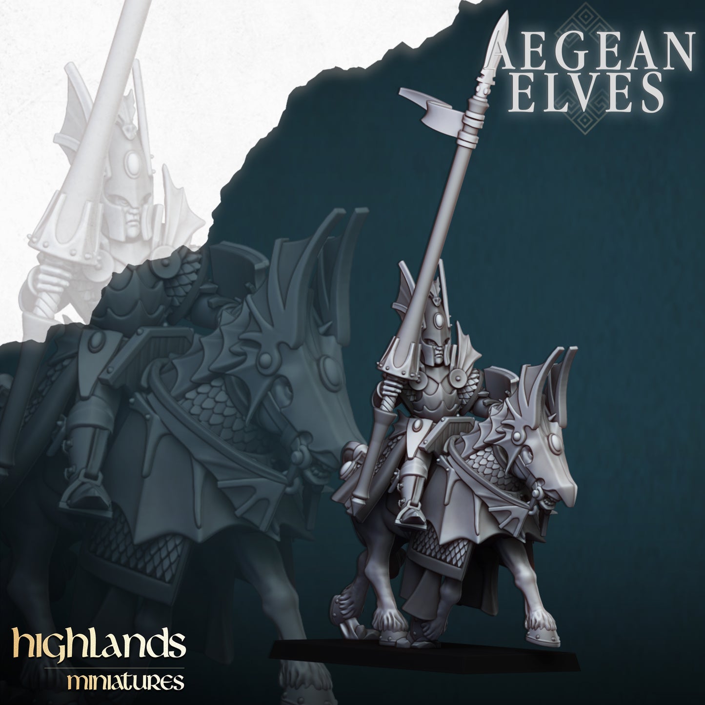 Mounted Dragons Cavalry - Aegean Elves - Highlands Miniatures