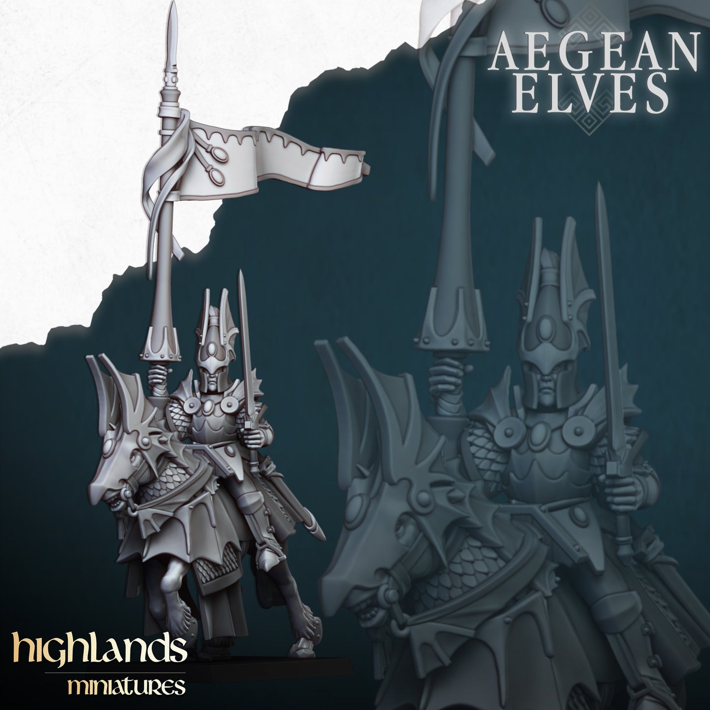 Mounted Dragons Cavalry - Aegean Elves - Highlands Miniatures