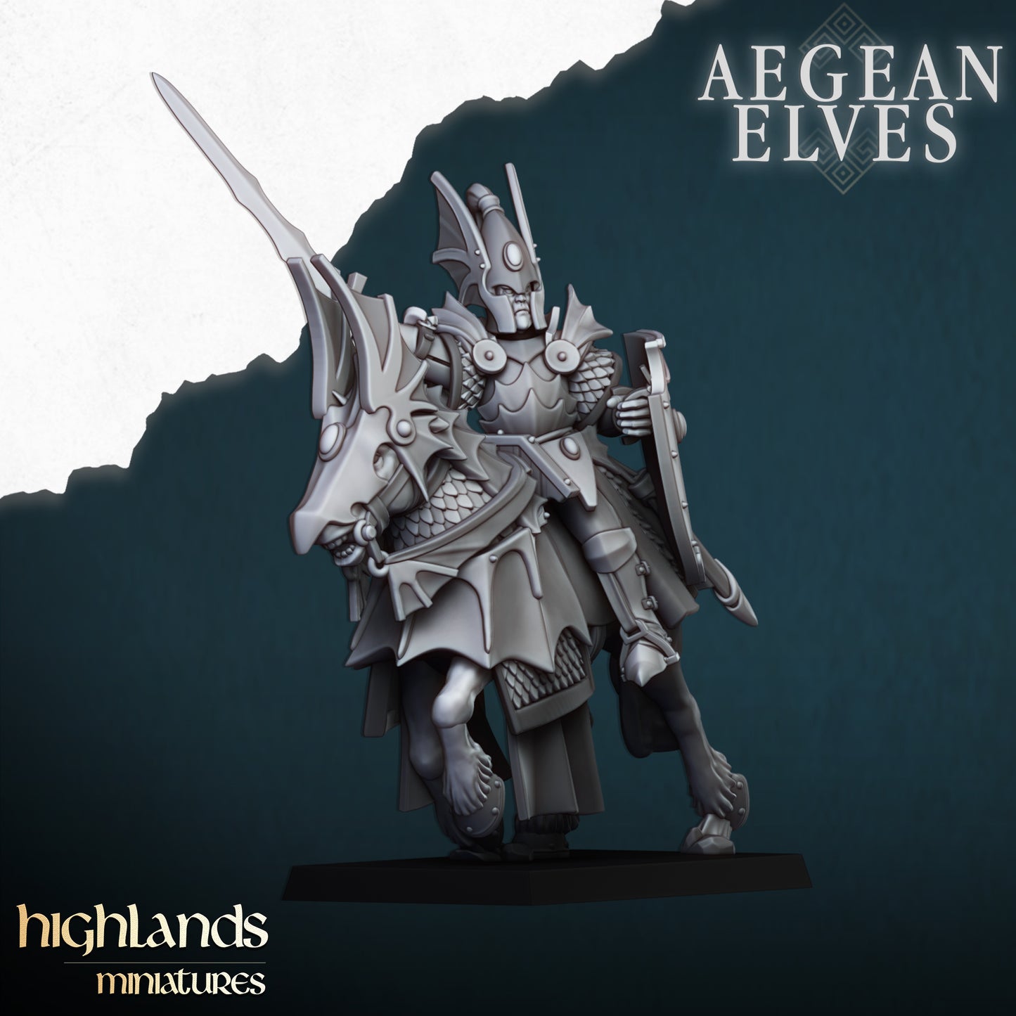 Mounted Dragons Cavalry - Aegean Elves - Highlands Miniatures