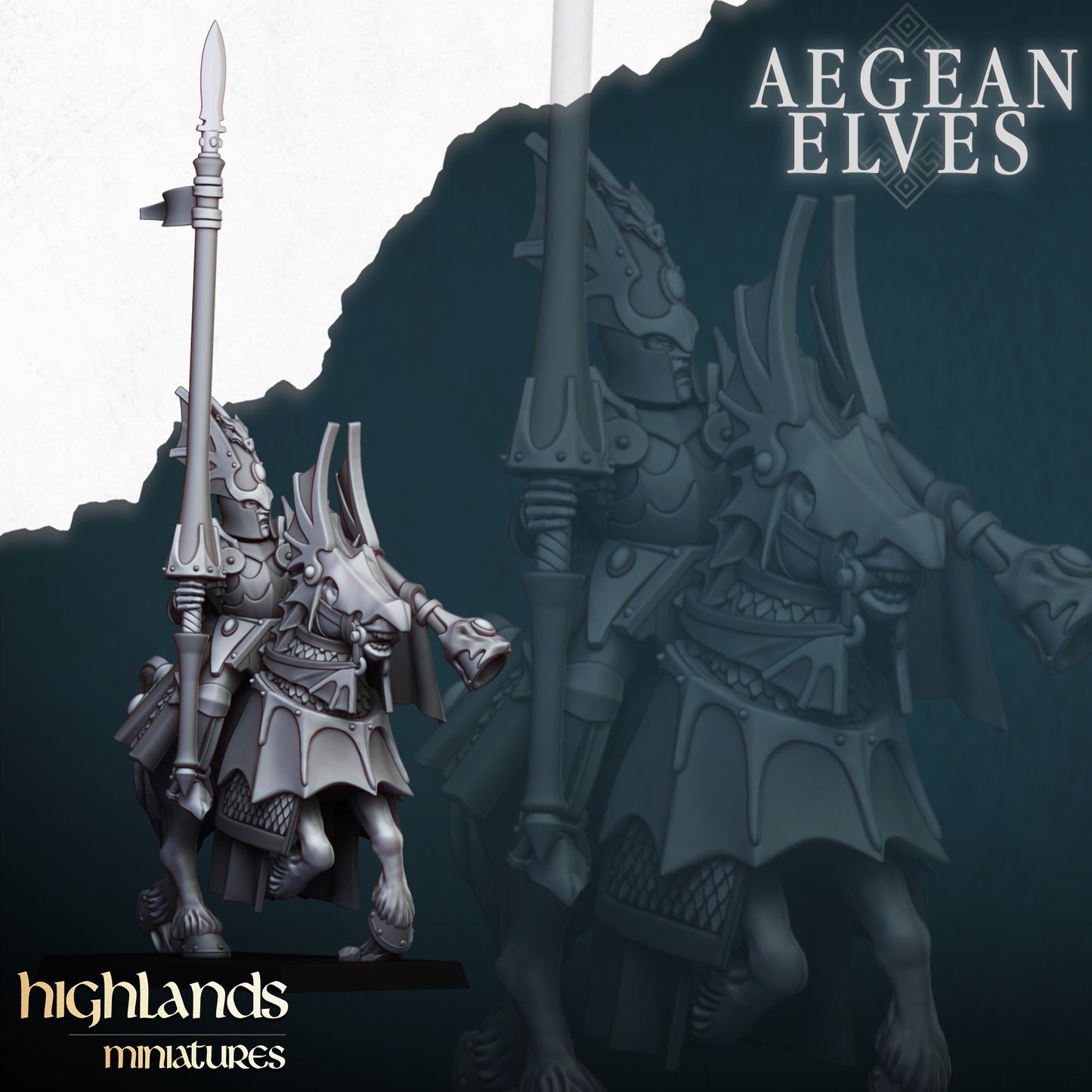 Mounted Dragons Cavalry - Aegean Elves - Highlands Miniatures